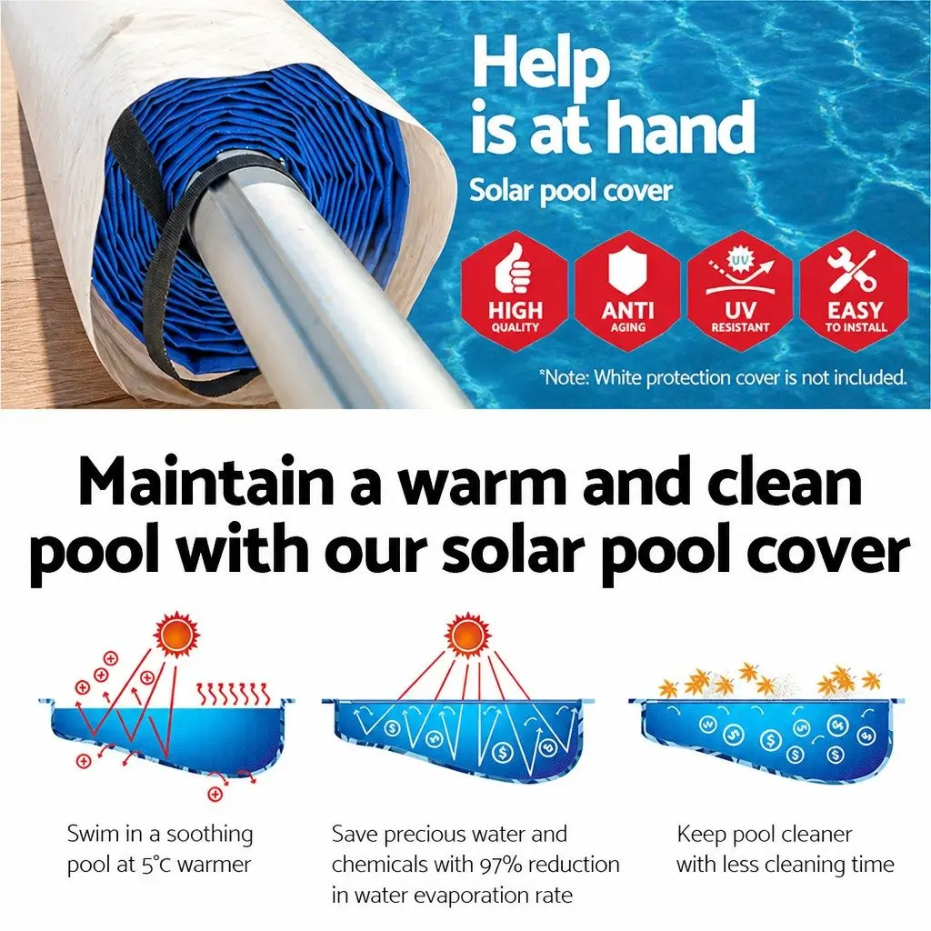 7x4m Solar Pool Cover with Adjustable Aluminium Roller