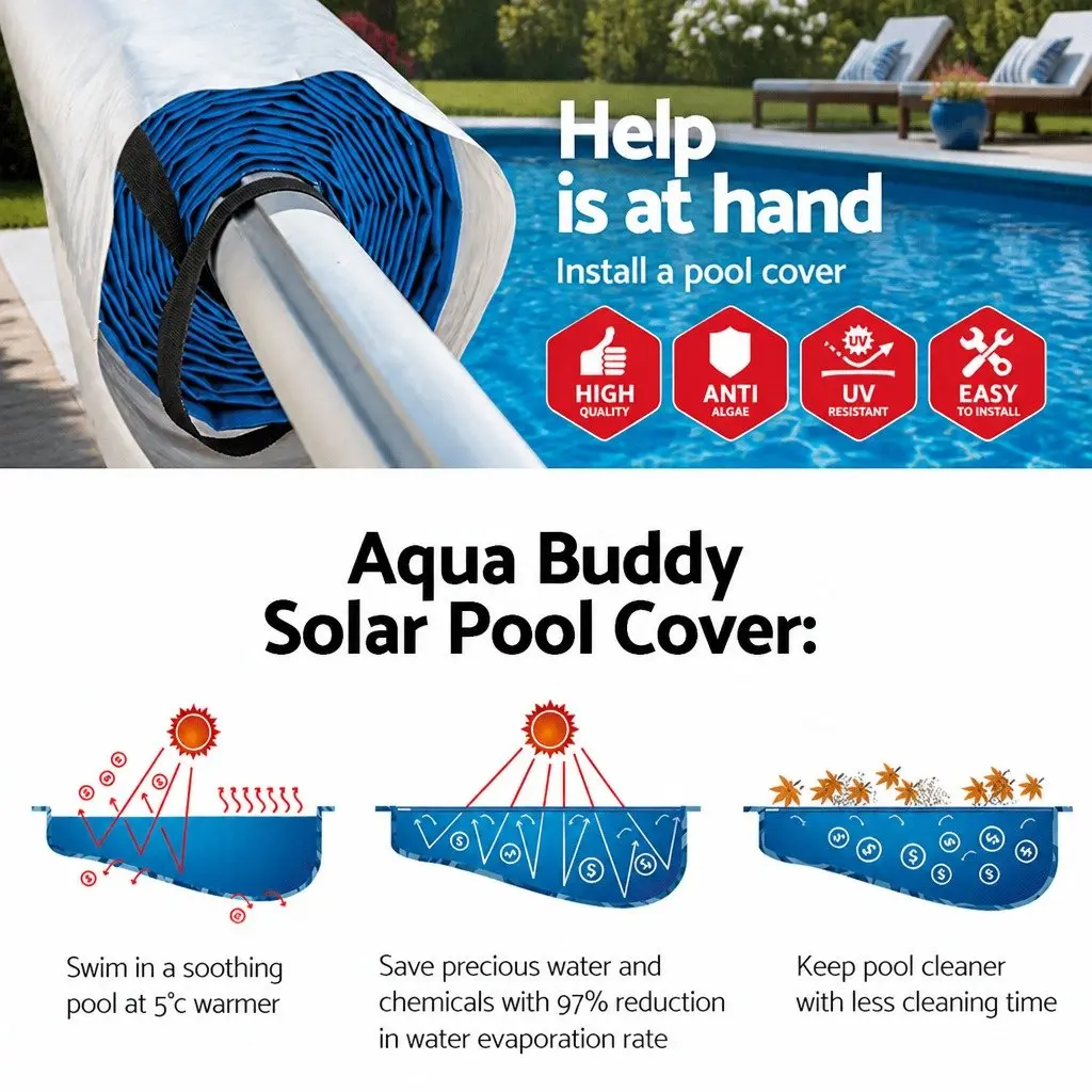 7x4m Pool Cover Solar Blanket with Aluminium Roller