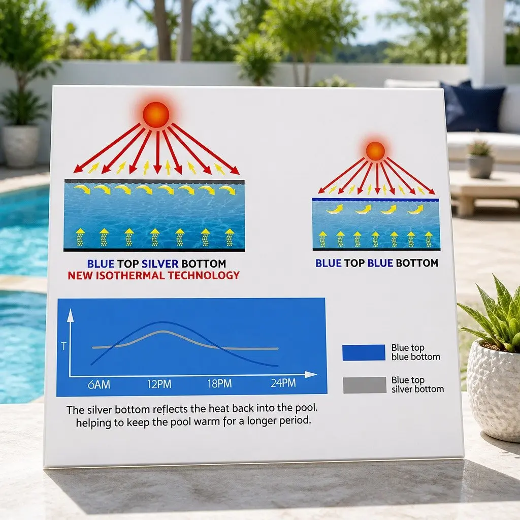 Solar Pool Cover LDPE 7x4m Blue Silver Isothermal
