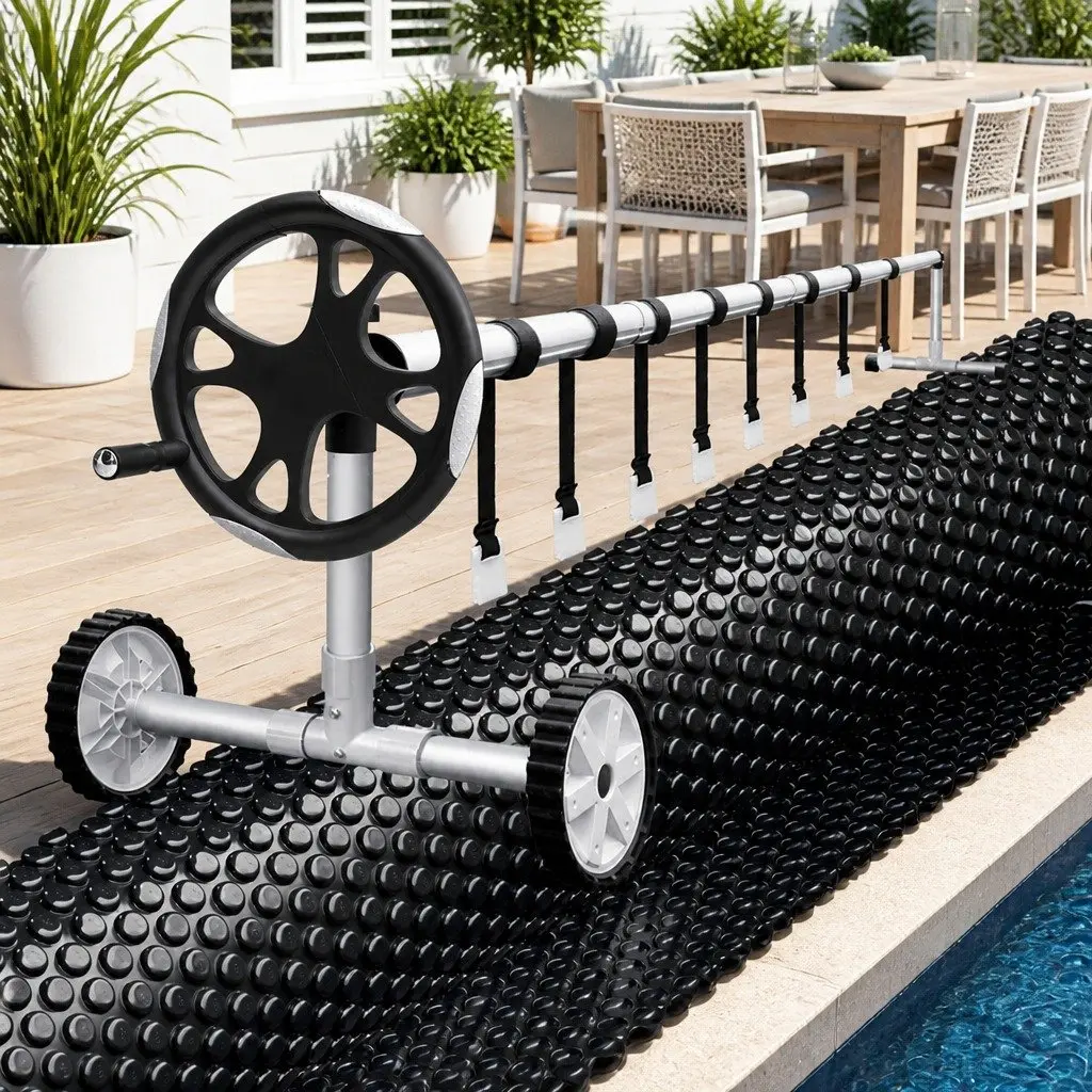 600 Micron Solar Pool Cover 7x4m with Roller