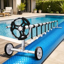 Durable 8x4.2m Pool Cover Solar Blanket with Adjustable Roller