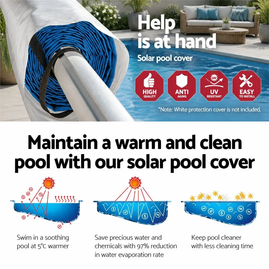 8x4.2m Pool Cover Solar Blanket with Adjustable Roller