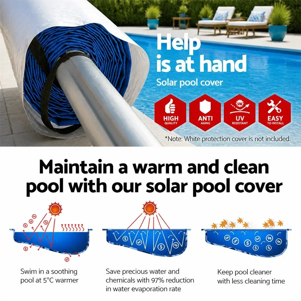 8x4.2m Solar Blanket Pool Cover with Aluminium Roller Kit
