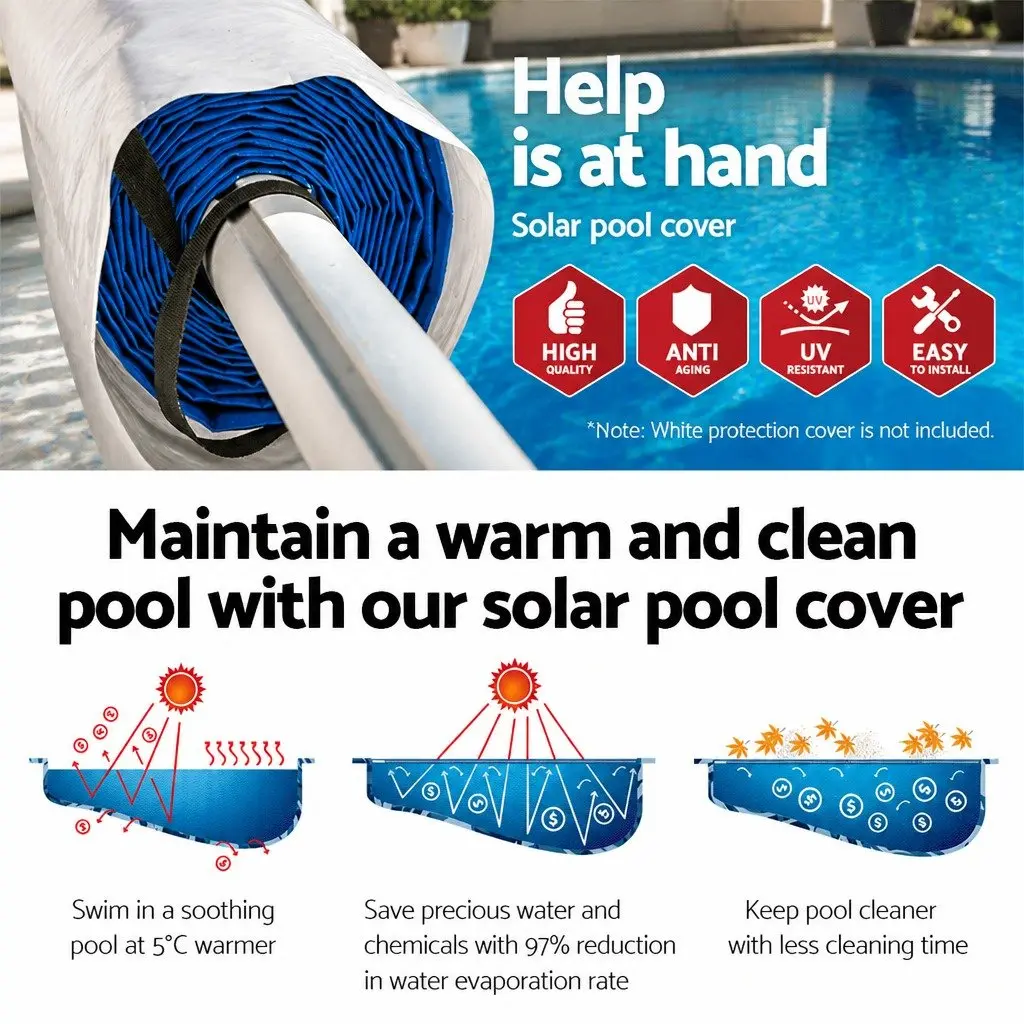 8x4.2m Solar Pool Cover with Durable Roller 5.5m