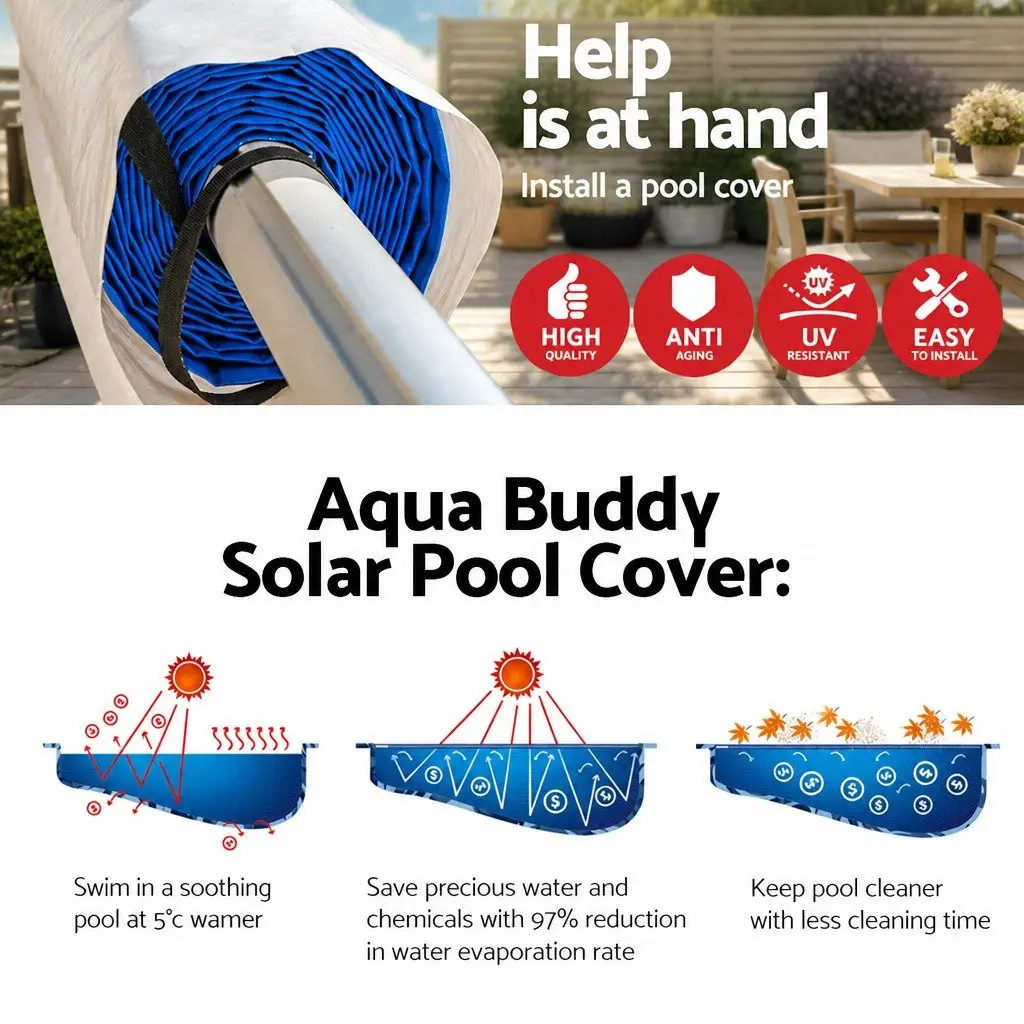 8x4.2m Solar Pool Cover with Adjustable Roller