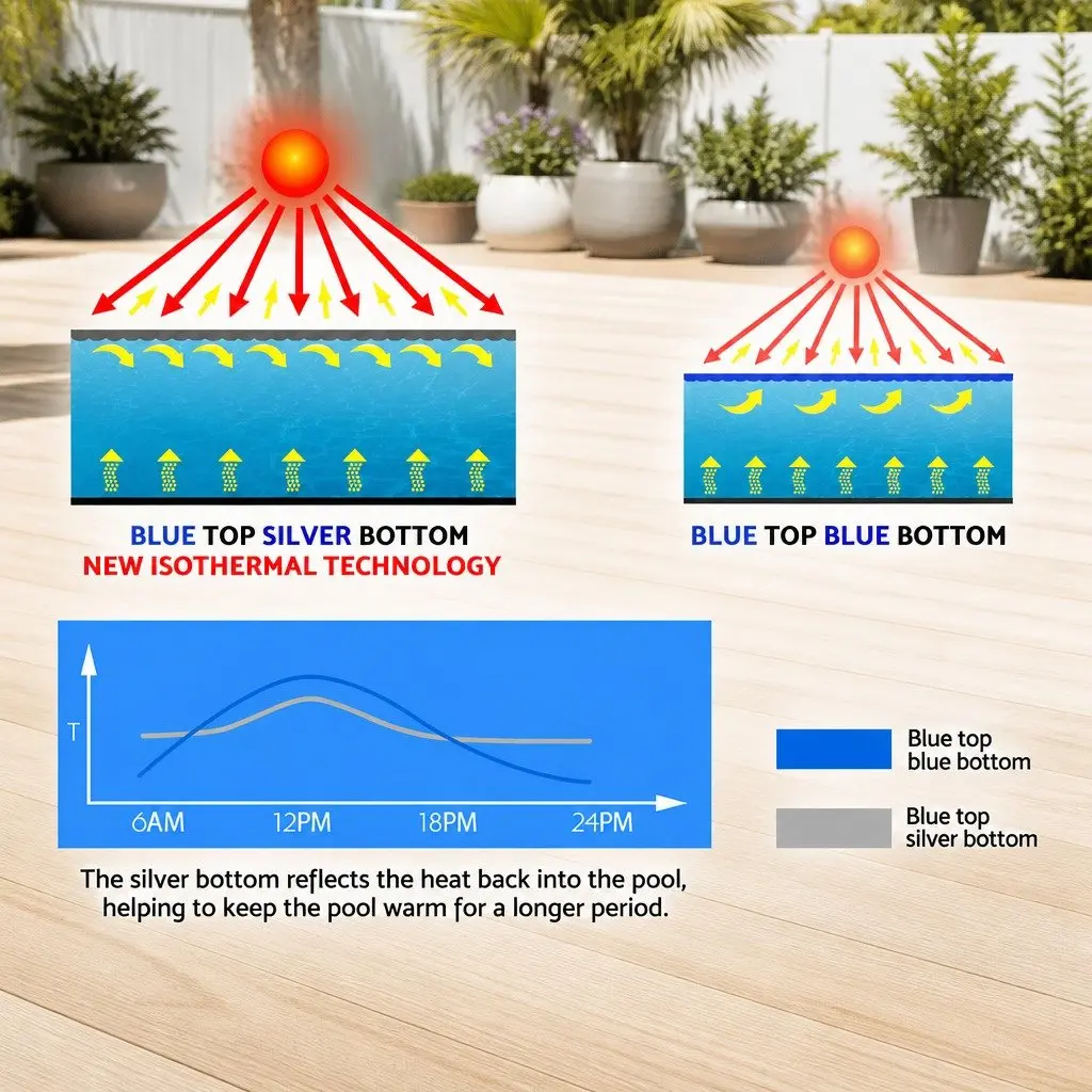 Solar Pool Cover LDPE 8x4.2m Blue Silver Bubble