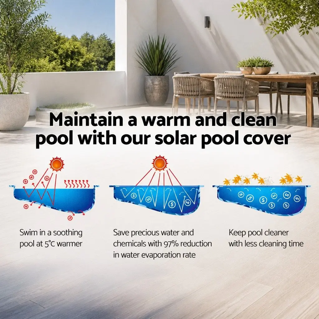 Solar Pool Cover 500 Micron 8x4.2m Blue
