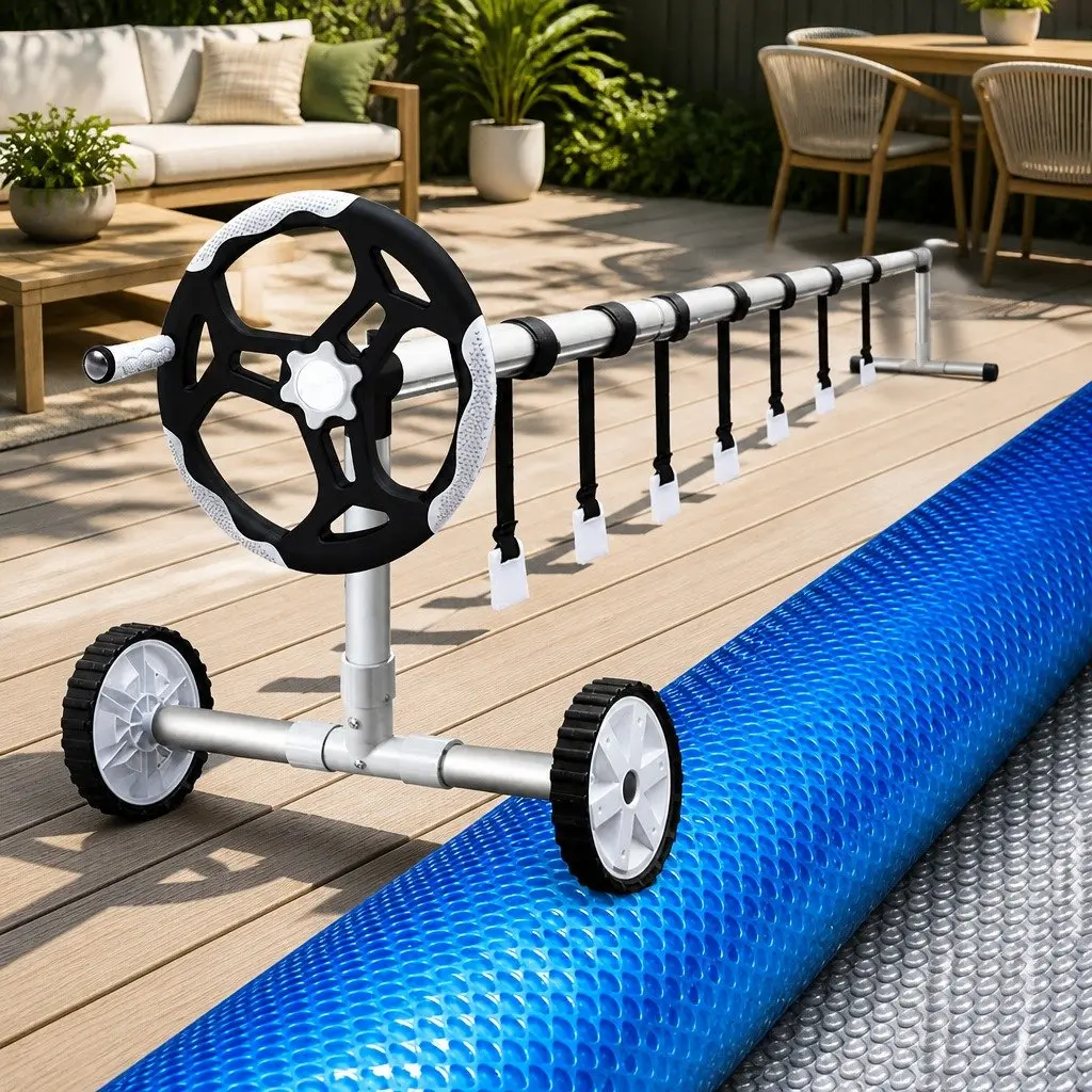 Pool Cover 400 Micron 8x4.2m Blue Silver Aluminium Roller
