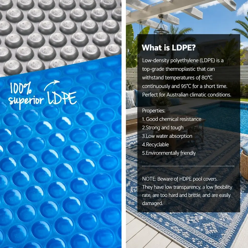 Pool Cover 8.5x4.2m 500 Micron Low-Density Polyethylene Blue with Aluminium Roller 5.5m Width