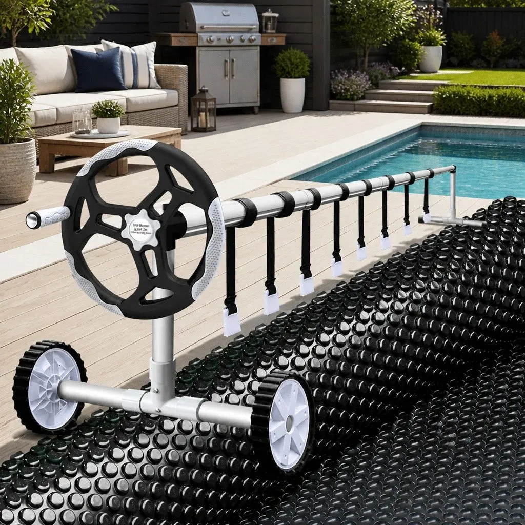 Solar Pool Cover 8.5x4.2m with Aluminium Roller