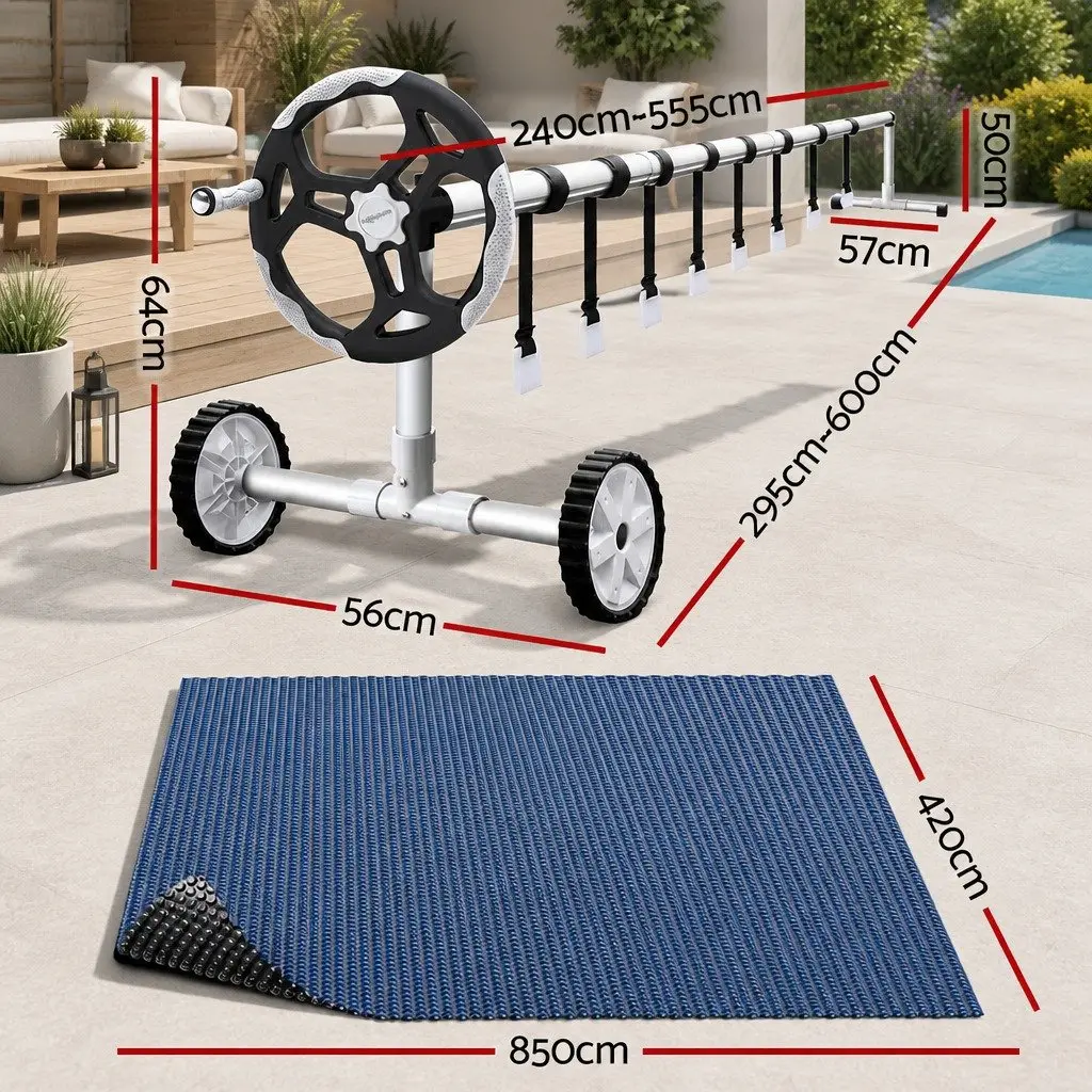 Solar Pool Cover 8.5x4.2m with Aluminium Roller