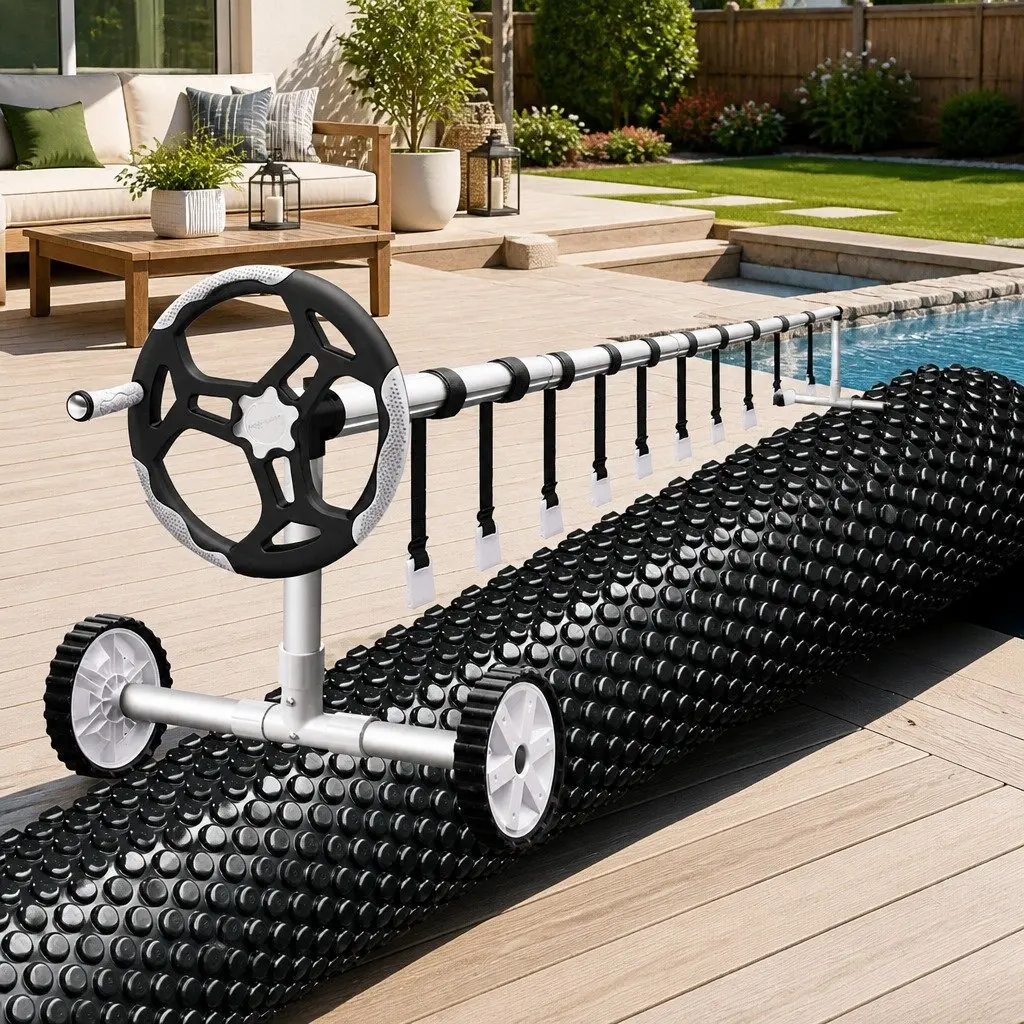 Solar Pool Cover 8.5x4.2m with Aluminium Roller