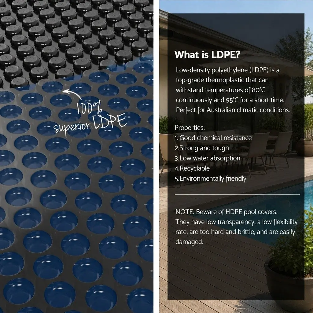 Solar Pool Cover Blue Black 8.5m x 4.2m 600 Micron Bubble Blanket for Heat Retention and UV Protection