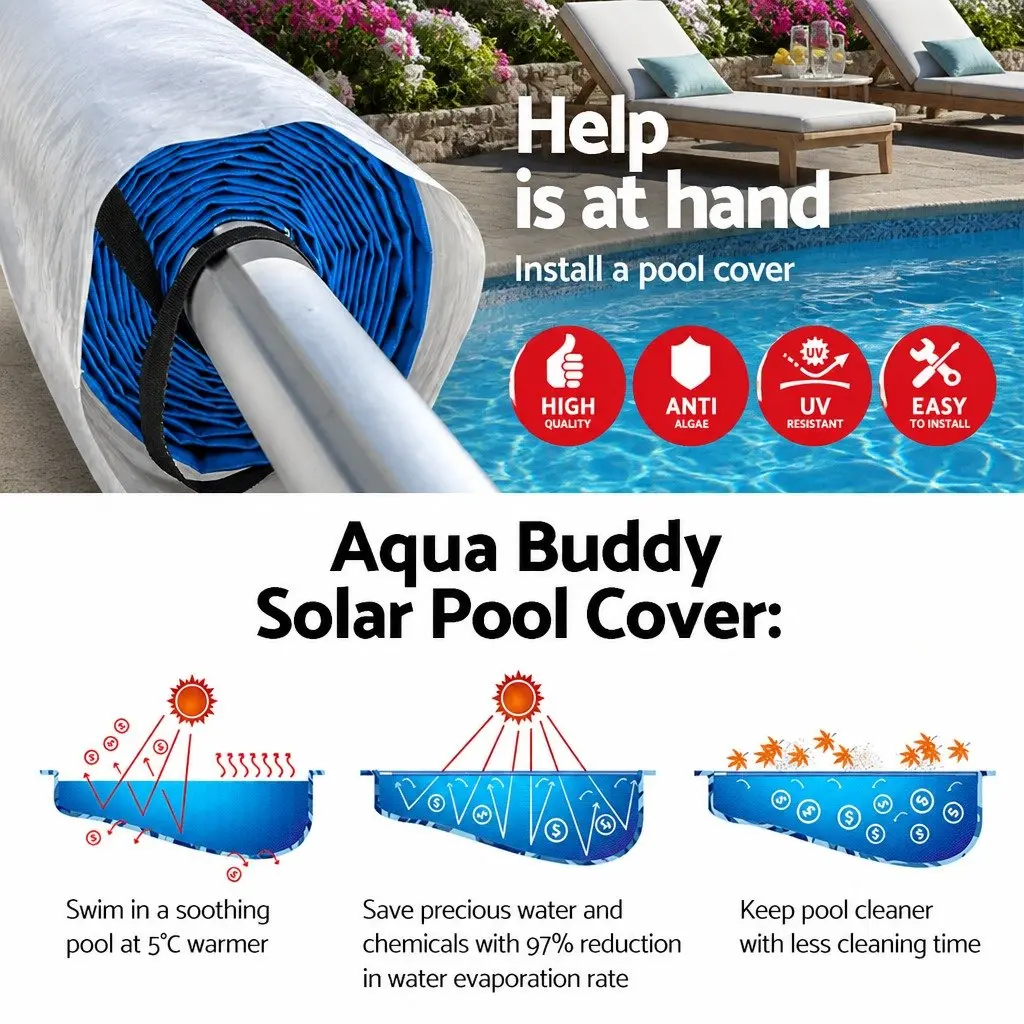 Pool Cover 8.5x4.2m 500 Micron Solar Blanket with Aluminium Roller Blue Silver