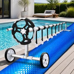Solar Pool Cover 9.5x5m with Adjustable Aluminium Roller