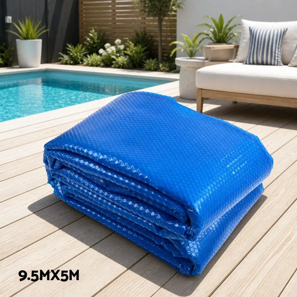 Solar Pool Cover 9.5x5m with Adjustable Aluminium Roller