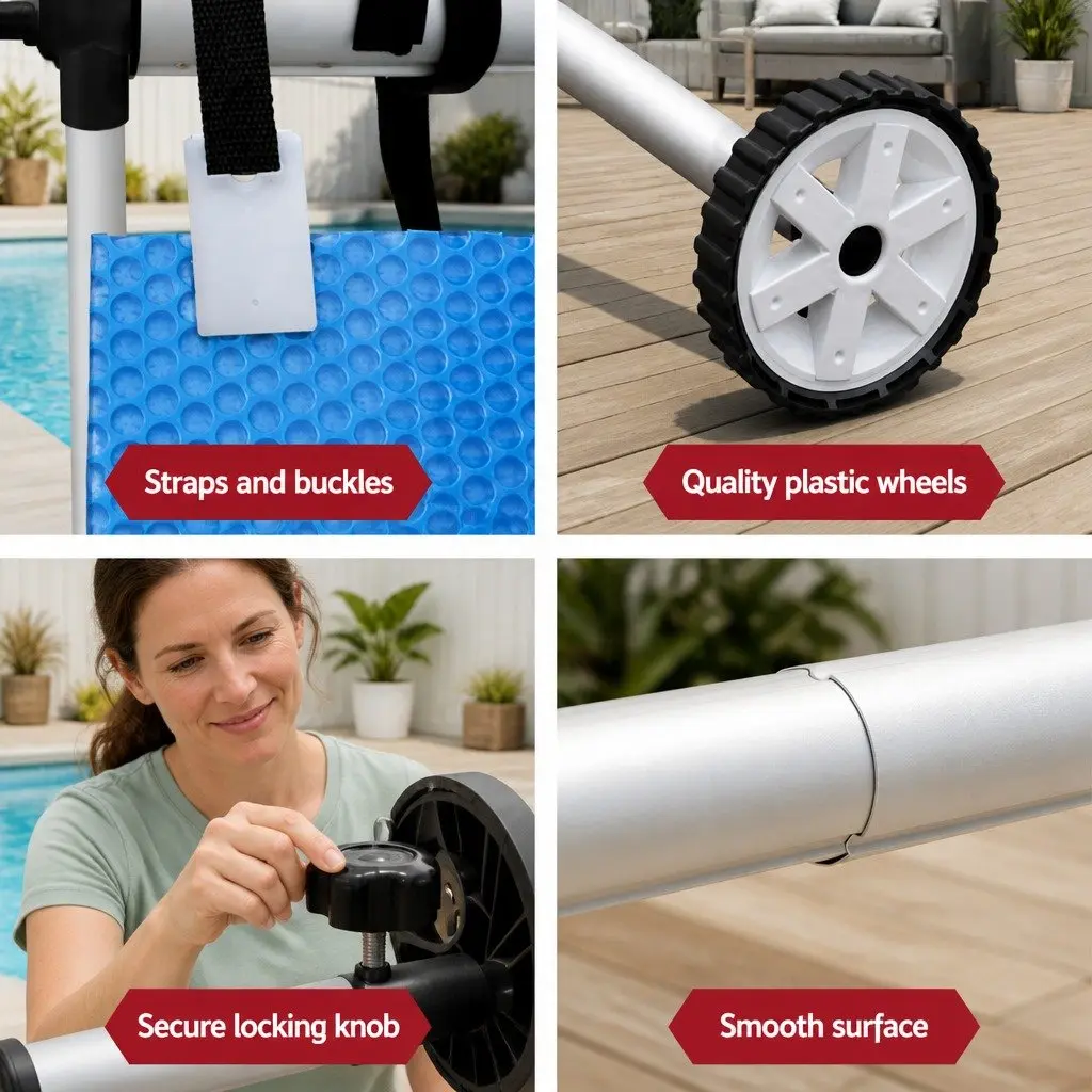 Solar Pool Cover 9.5x5m with Adjustable Aluminium Roller