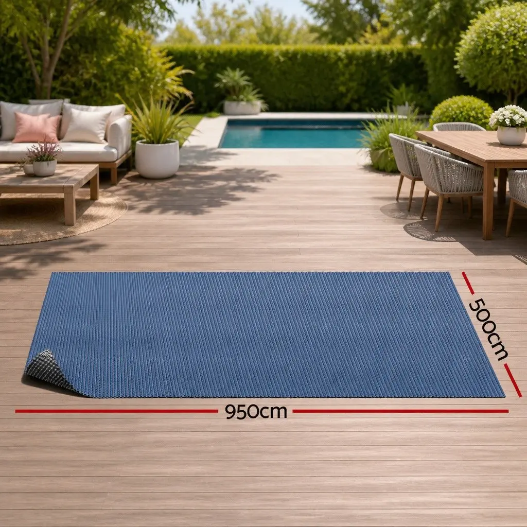 Solar Pool Cover 9.5m x 5m 600 Micron Bubble Swimming Pool Heat Blanket Blue