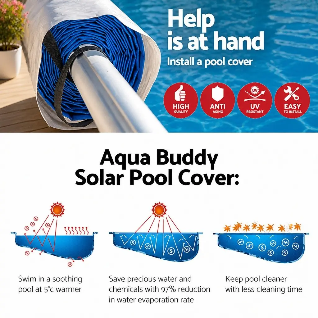 9.5x5m Solar Pool Cover with Aluminium Roller Kit