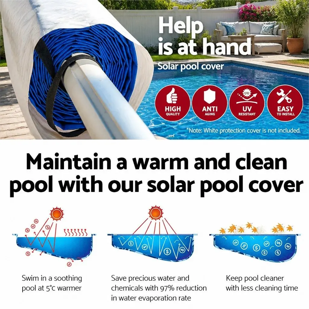 9.5x5m 500 Micron Solar Pool Cover with Roller