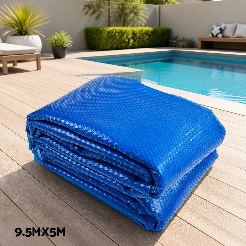 Pool Cover Low-density Polyethylene 9.5x5m Blue with Aluminium Roller 2.95-6m
