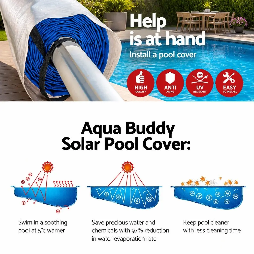 Pool Cover Low-density Polyethylene 9.5x5m Blue with Aluminium Roller 2.95-6m