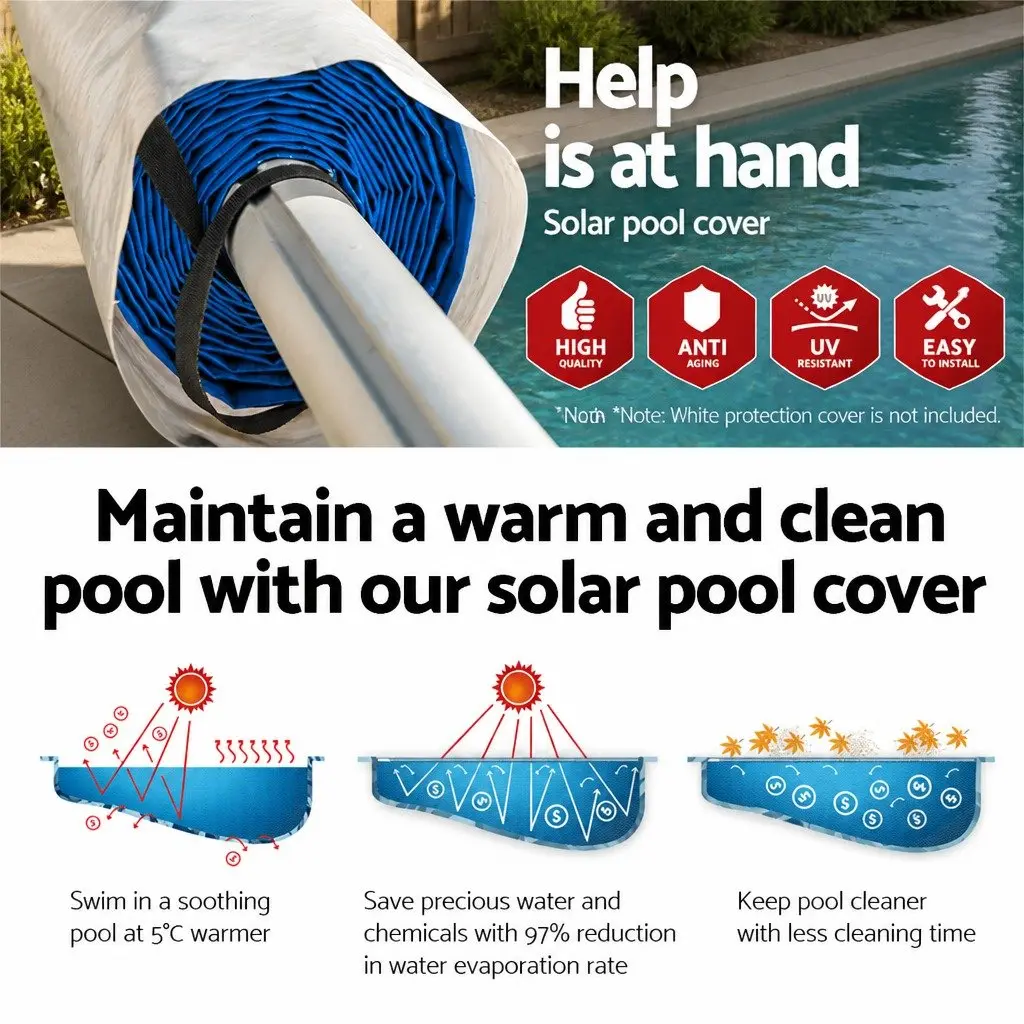 9.5x5m 500 Micron Solar Pool Cover with Roller