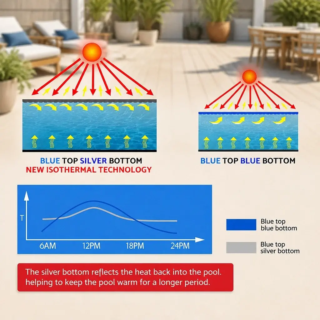 Pool Solar Cover Low Density Polyethylene 9.5x5m Blue Silver Isothermal
