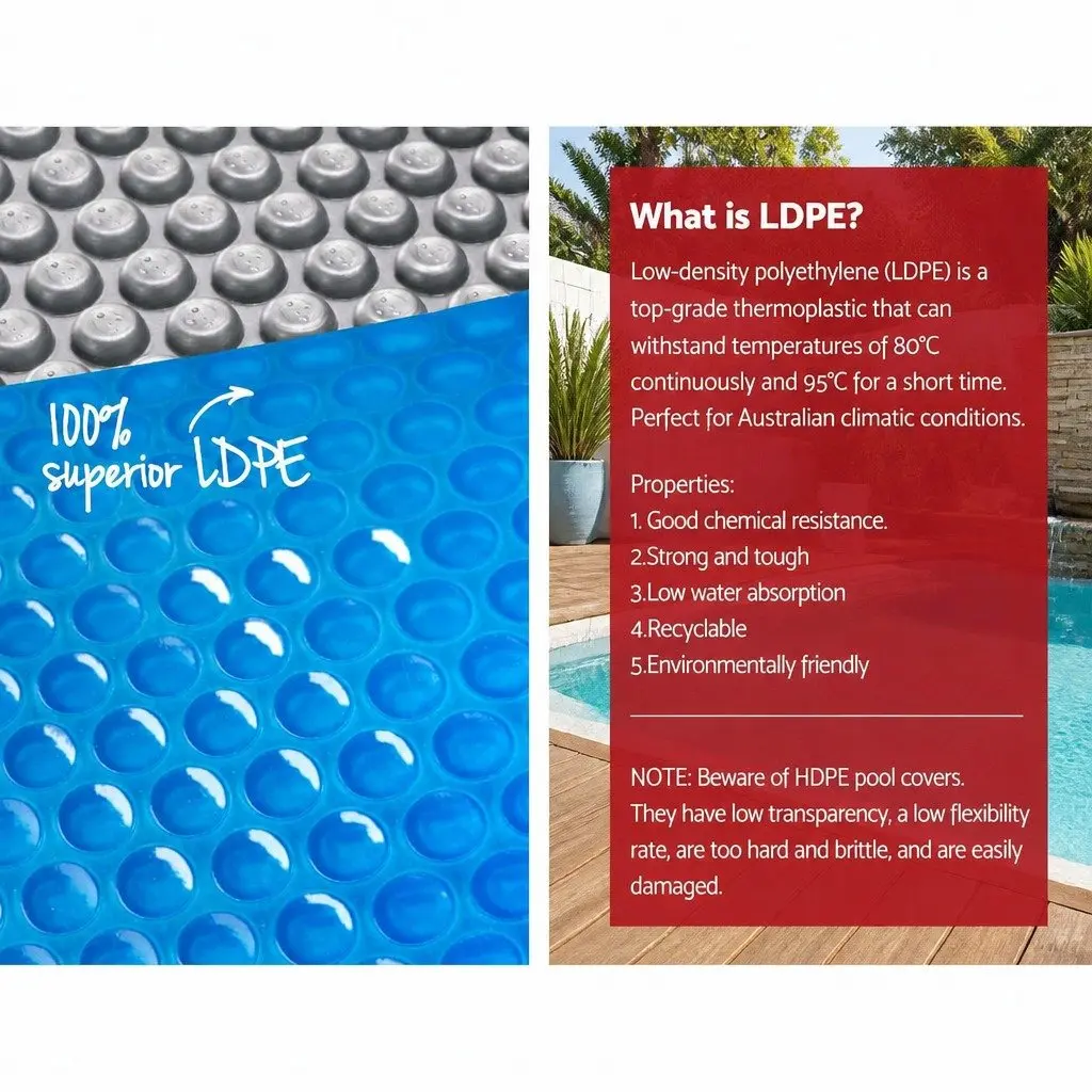 Solar Pool Cover LDPE 9.5m x 5m Blue Silver 400 Micron Bubble Heat Retention