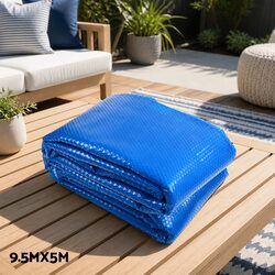 Pool Cover 9.5x5m 400 Micron Solar Blanket with Aluminium Roller 6m Adjustable