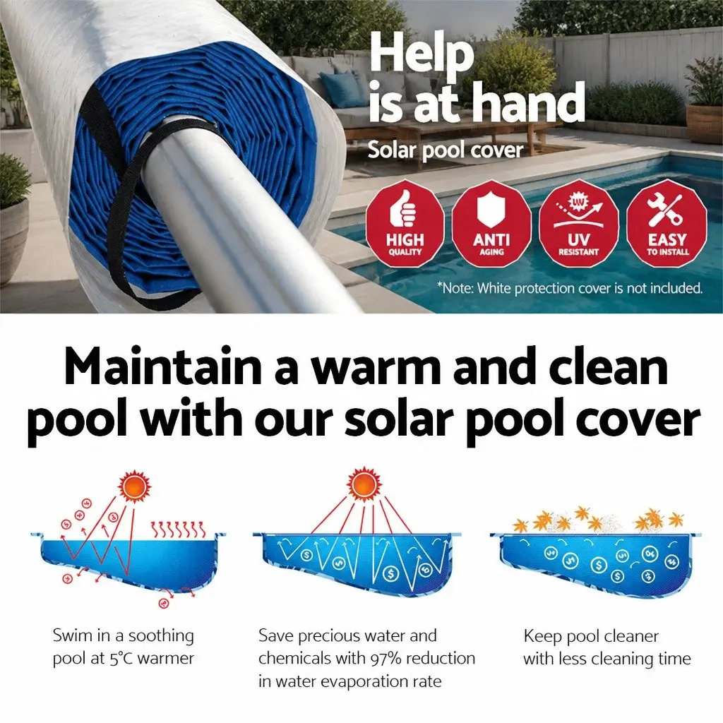 9.5x5m Solar Blanket Pool Cover with Roller