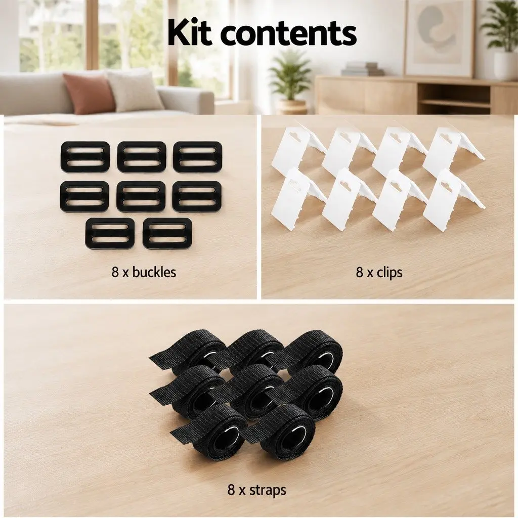 Pool Cover Roller Strap Kit 8PCS