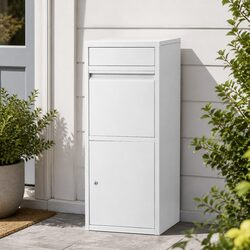 White Steel Parcel Drop Box with Secure Design