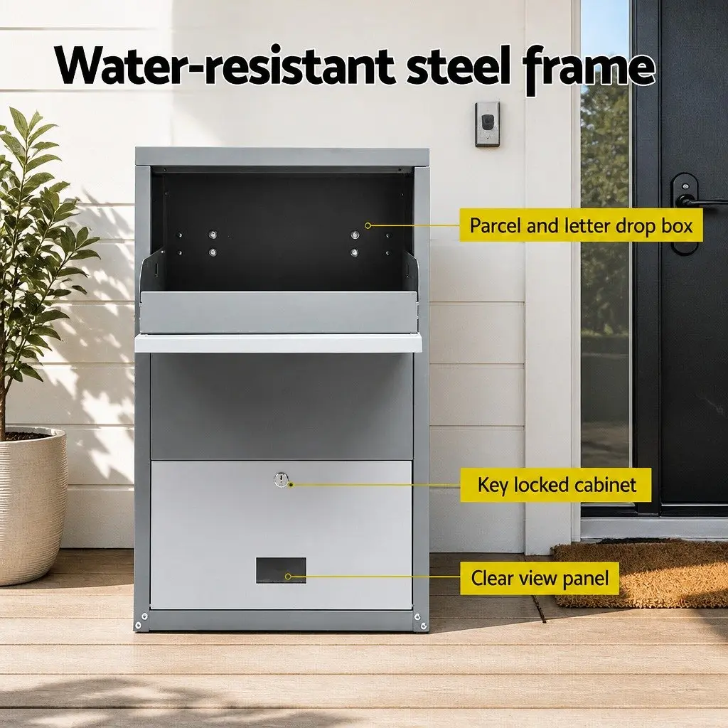Parcel Drop Box Steel 47cm Grey