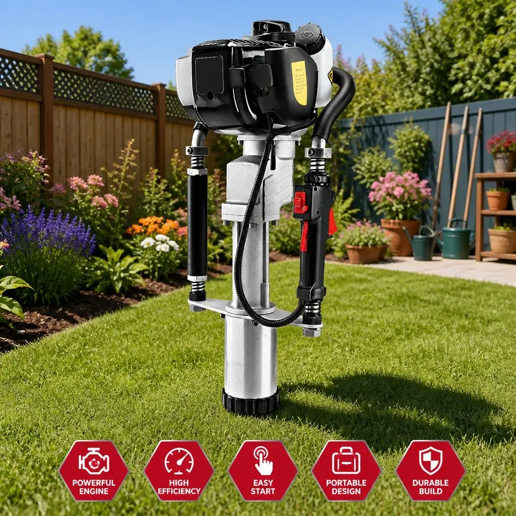 Petrol Post Driver 38CC 4-Stroke Rammer Pile Star Picket Fence Power Tool