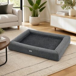 Large Calming Pet Bed for Dogs and Cats, Grey