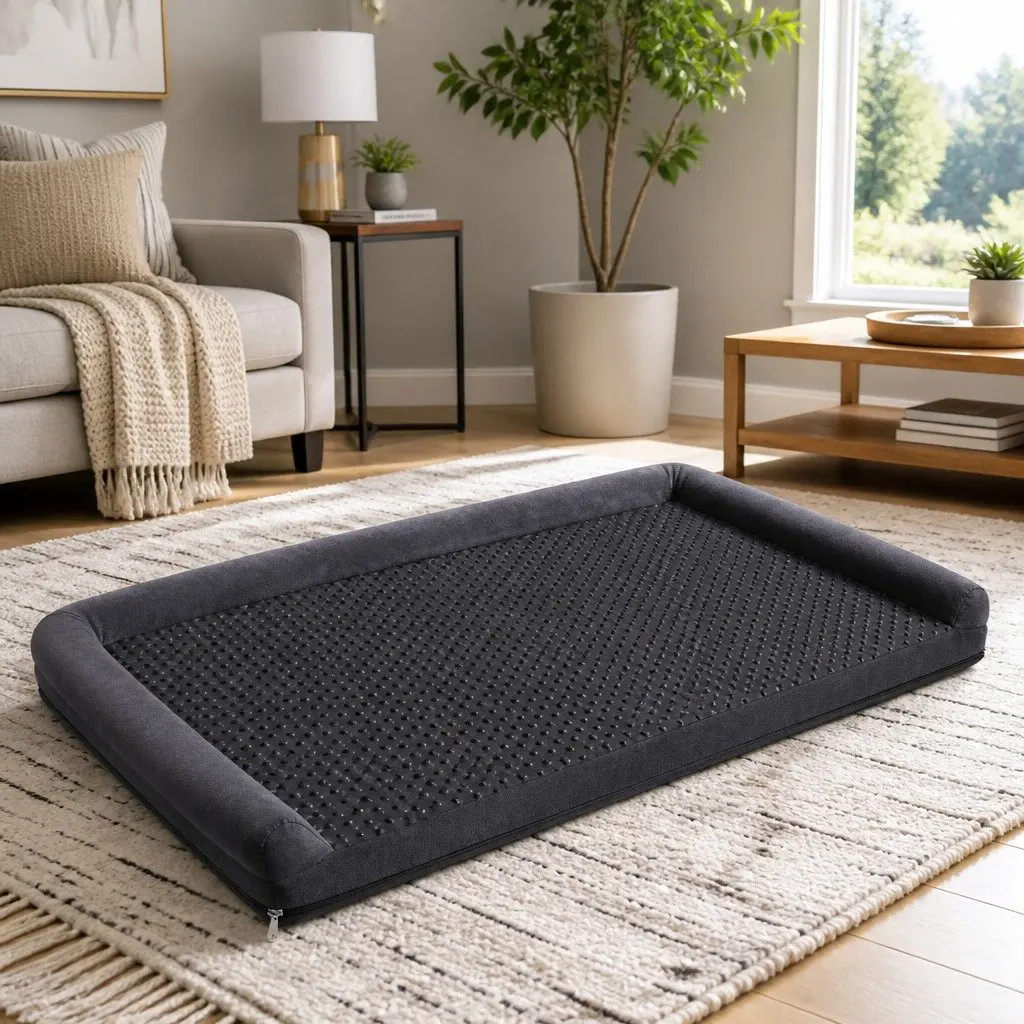Large Calming Pet Bed for Dogs and Cats, Grey