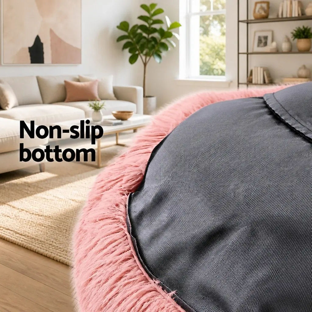 Extra Large Pet Bed Polyester 110cm Soft Plush Calming Pink Washable Cover