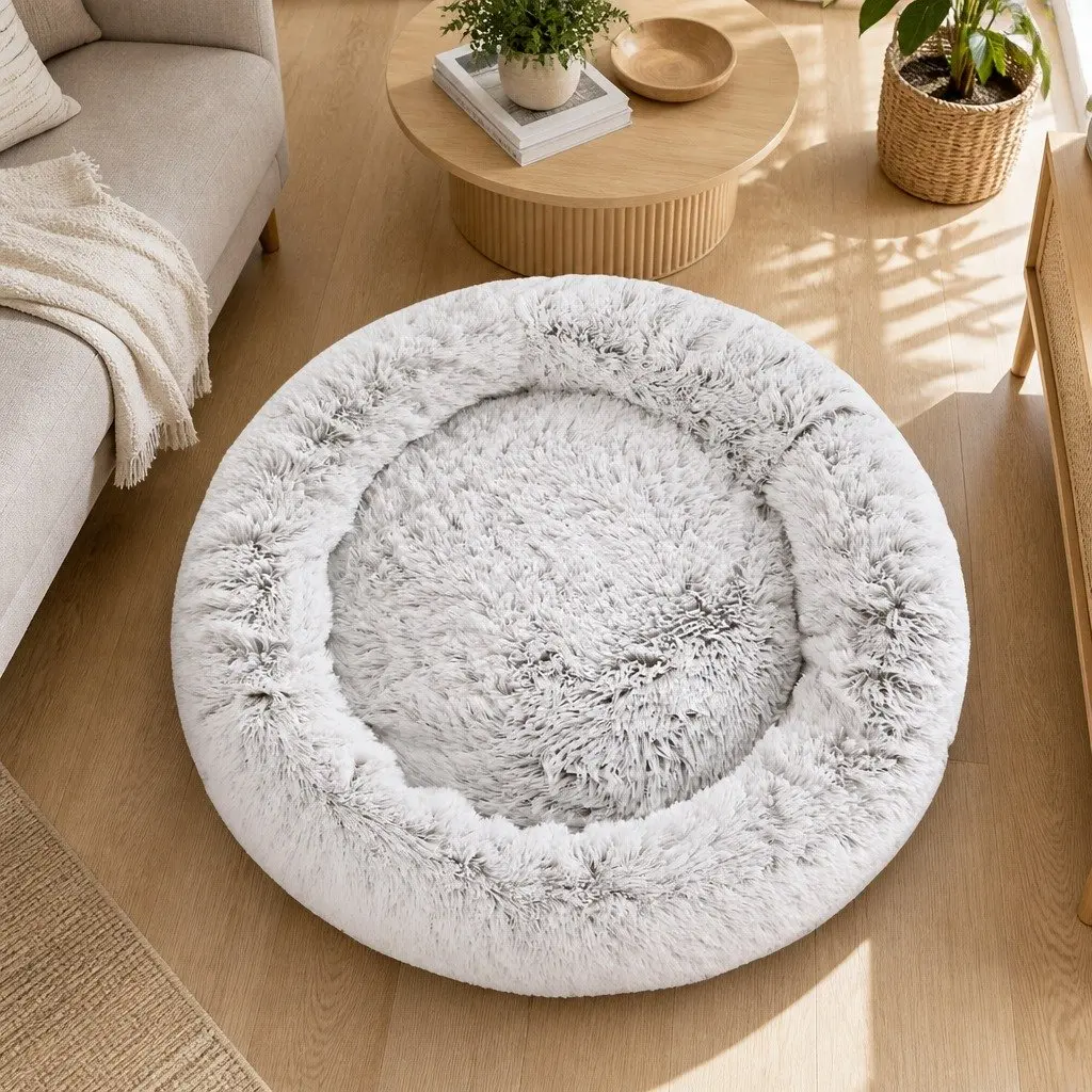 Pet Bed Polyester Extra Large White Brown