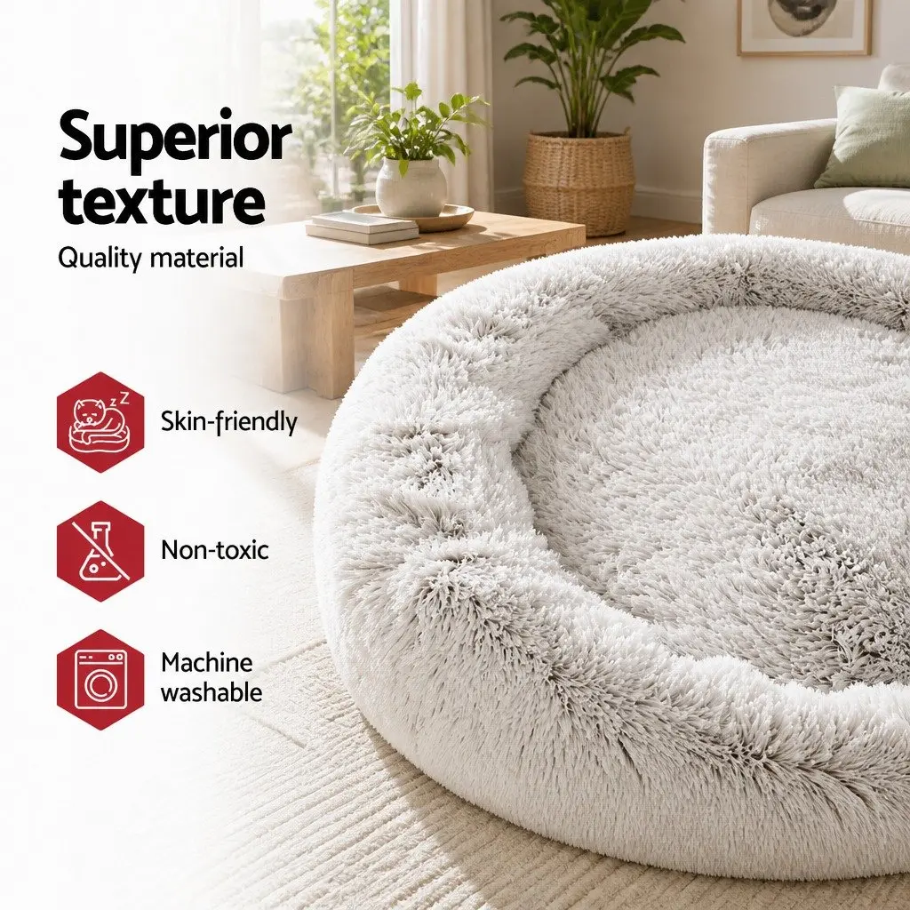 Pet Bed Polyester Extra Large White Brown