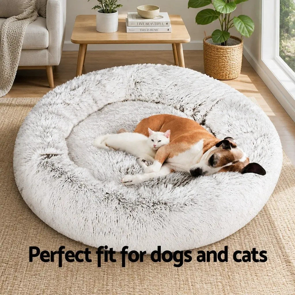 Pet Bed Polyester Extra Large White Brown