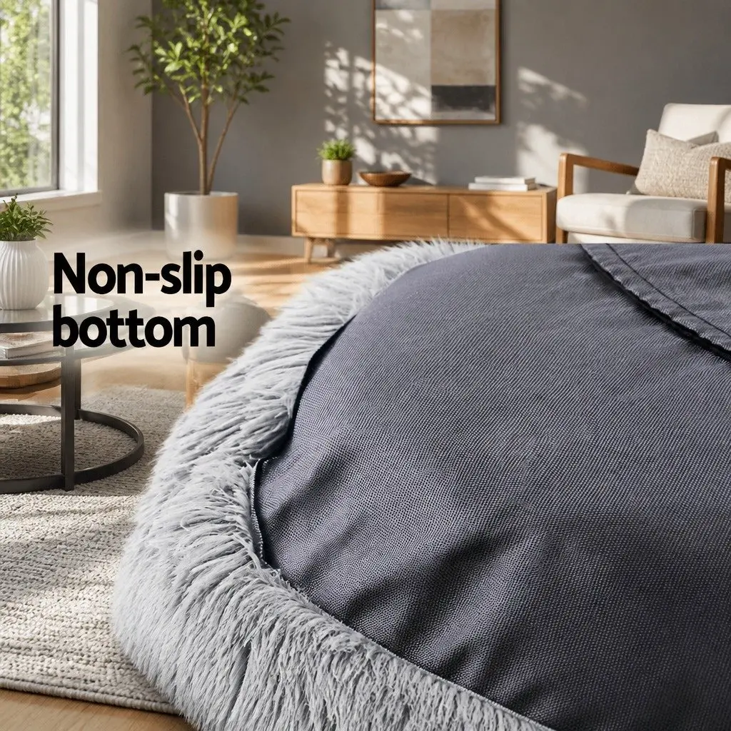 Large Dog Cat Bed 90cm Plush Light Grey