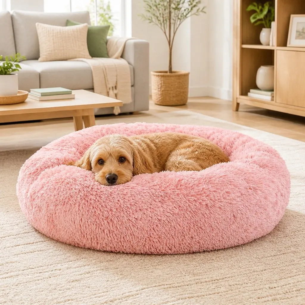 Large Pet Bed Polyester 90cm Pink