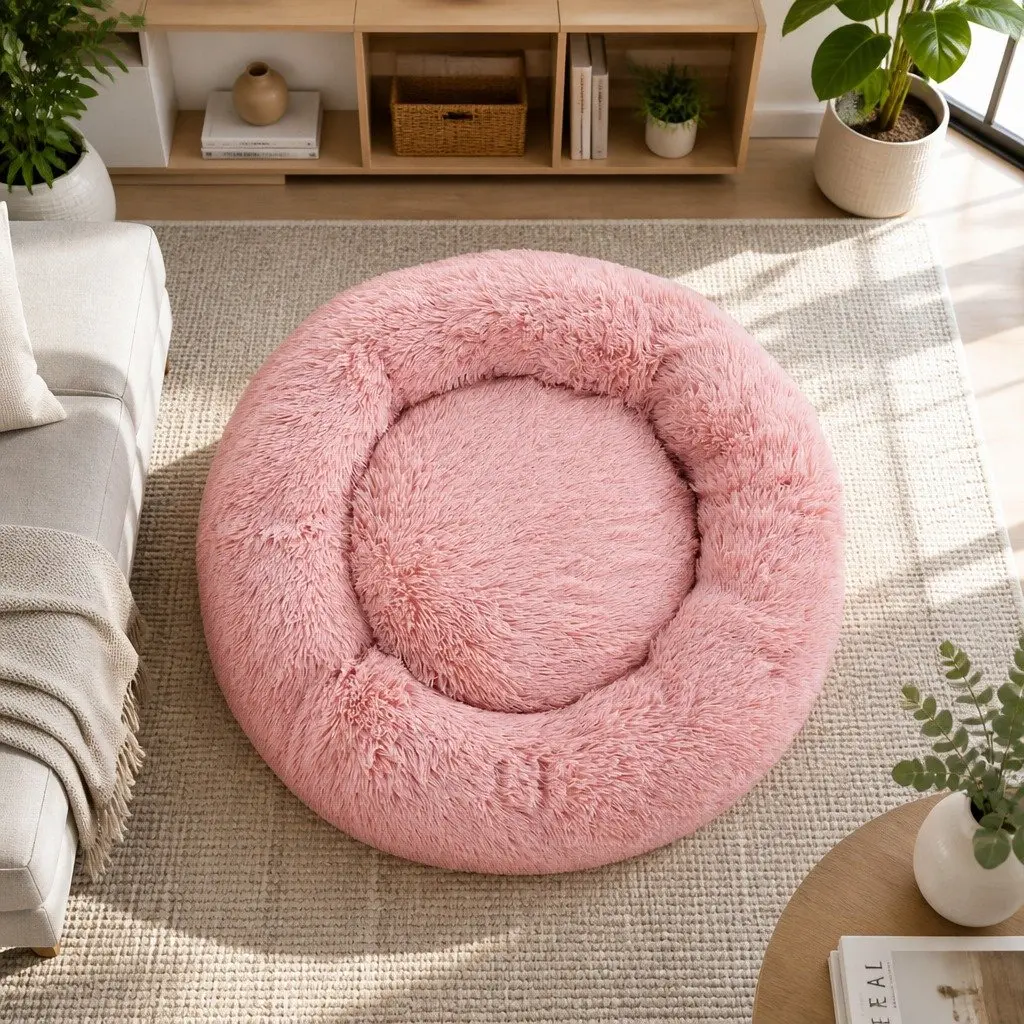 Large Pet Bed Polyester 90cm Pink