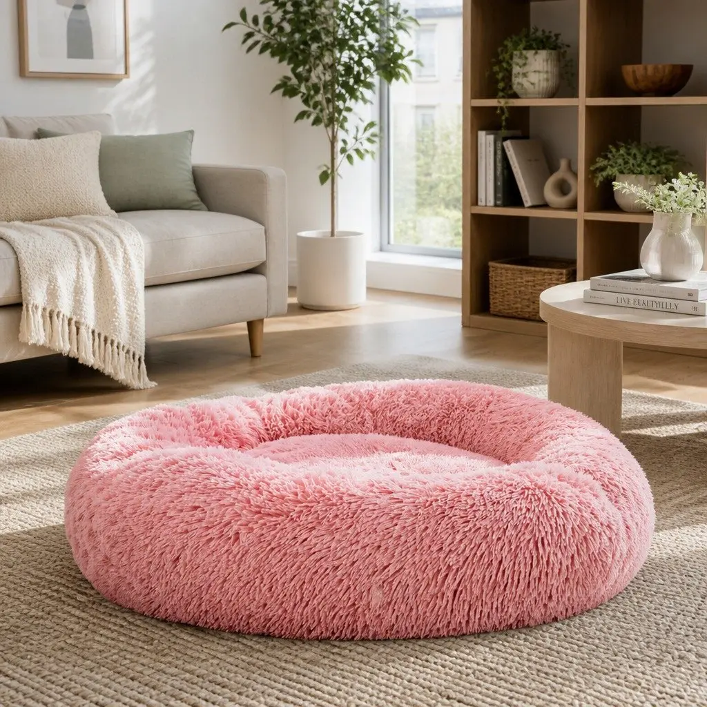 Large Pet Bed Polyester 90cm Pink