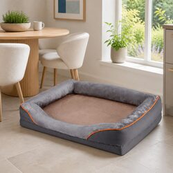 Orthopedic Pet Bed with Plush Fleece, Grey