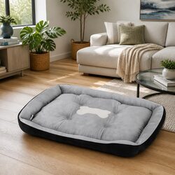 Pet Bed Dog Bed Soft Cotton Mat Sleeping Cushion Washable Large Black Grey