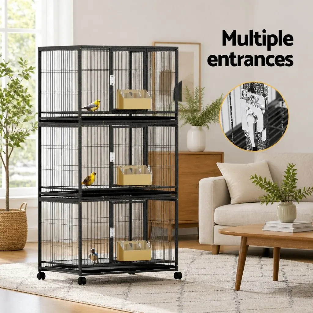 Bird Cage Powder-coated Iron Large Black