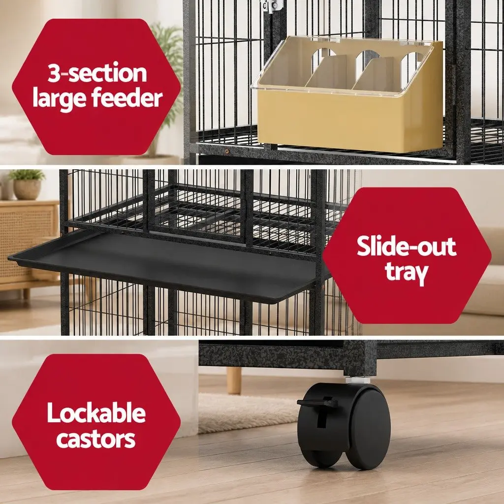 Bird Cage Powder-coated Iron Large Black