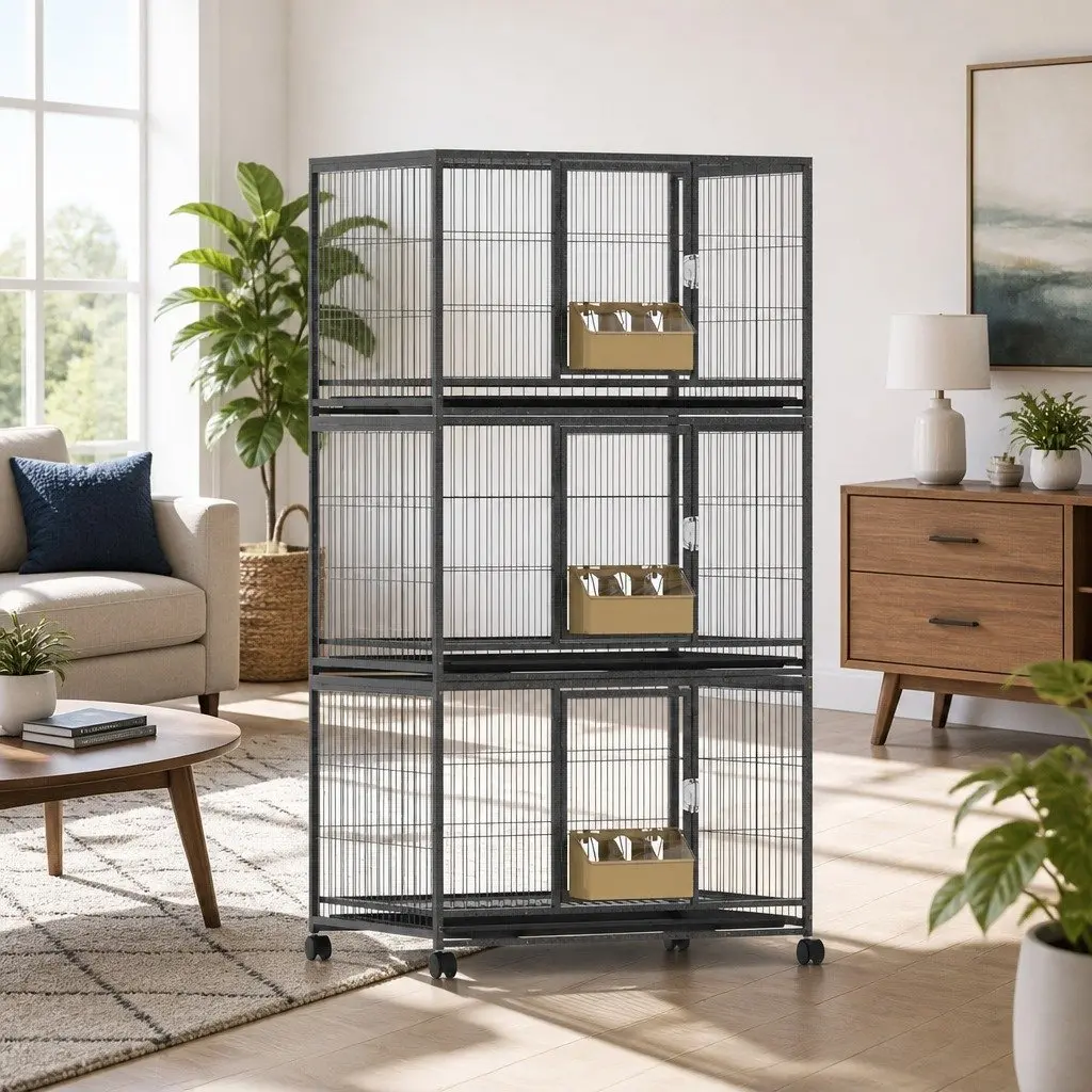 Bird Cage Powder-coated Iron Large Black